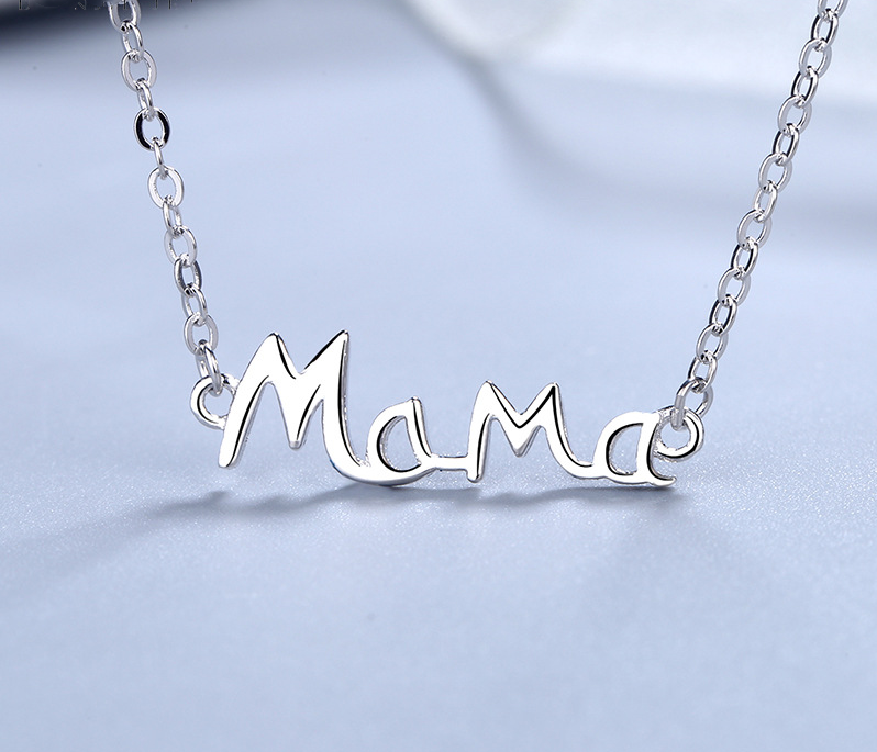 Mother of the bride gift s925 sterling silver English letter mama necklace mother fashion