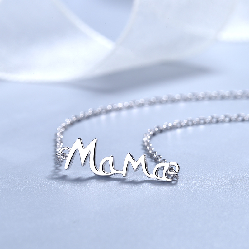 Mother of the bride gift s925 sterling silver English letter mama necklace mother fashion, image 3