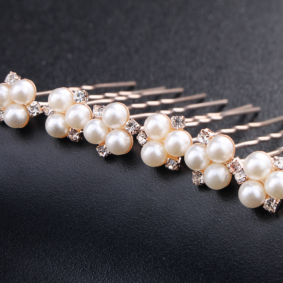 Wedding jewellery simple new bride headdress pearl rhinestone hairpin pin wedding jewellery accessories, image 3