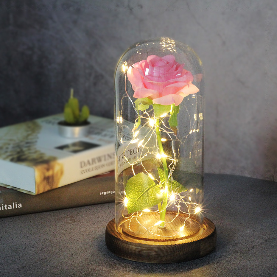 Mother of the bride wedding favours bridesmaid gift immortal simulation rose glass cover luminous led ornament, image 2
