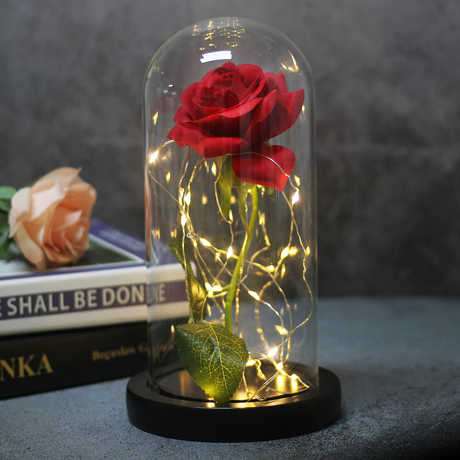 Mother of the bride wedding favours bridesmaid gift immortal simulation rose glass cover luminous led ornament, image 3