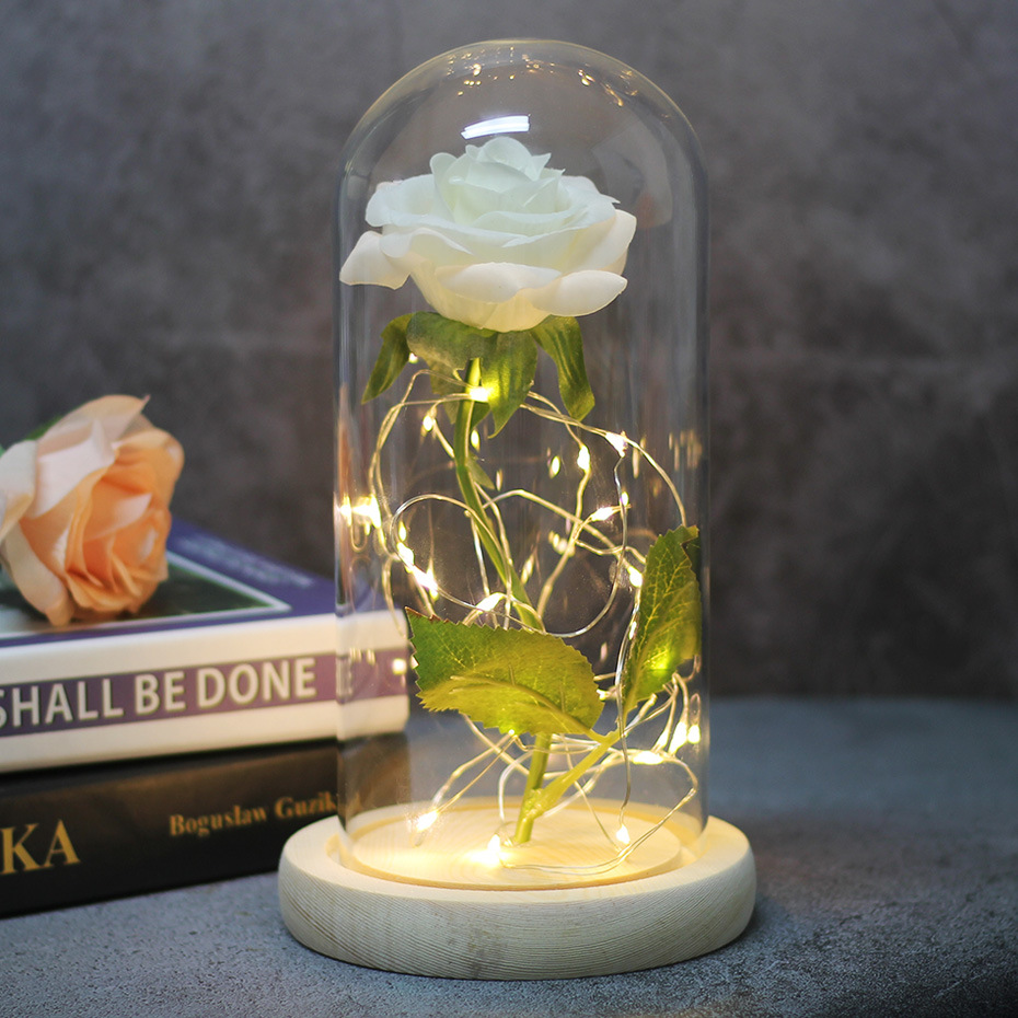 Mother of the bride wedding favours bridesmaid gift immortal simulation rose glass cover luminous led ornament, image 4