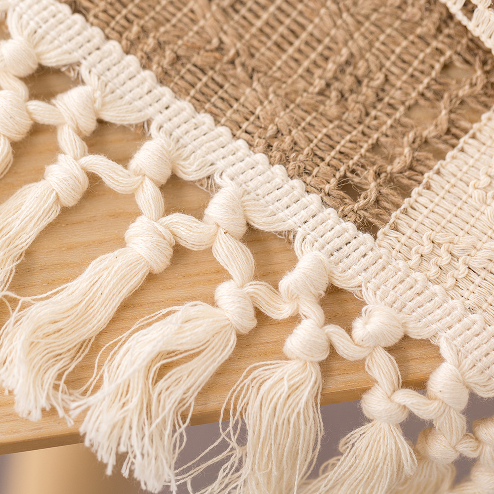 Runner tassel hollow pattern tea table decoration cover cloth, image 4