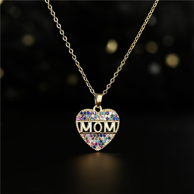 Mother of the bride gift peach heart mum pendant necklace copper