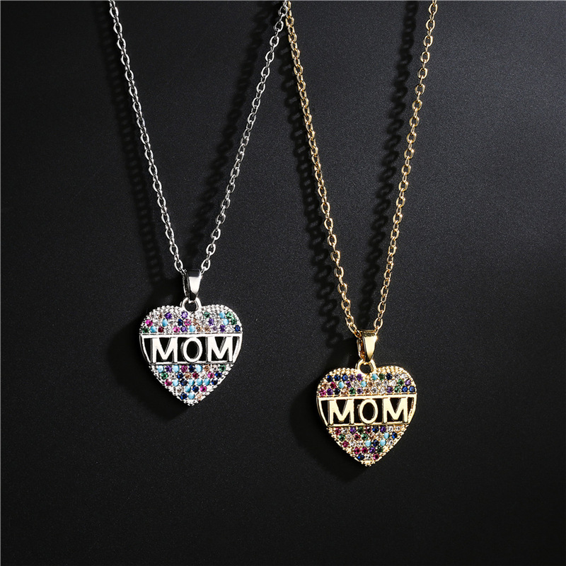 Mother of the bride gift peach heart mum pendant necklace copper, image 2