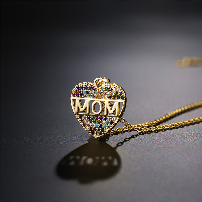 Mother of the bride gift peach heart mum pendant necklace copper, image 3