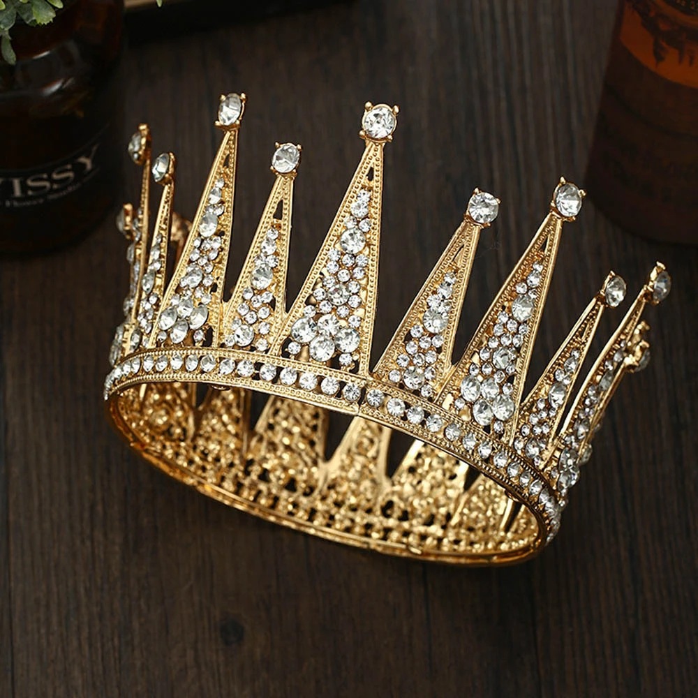 Fashion bridal hair accessories alloy hollow diamond crown, image 2