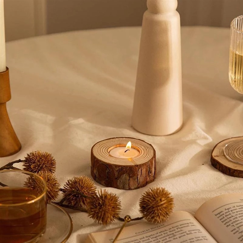 Simple modern pastoral wood candle holder