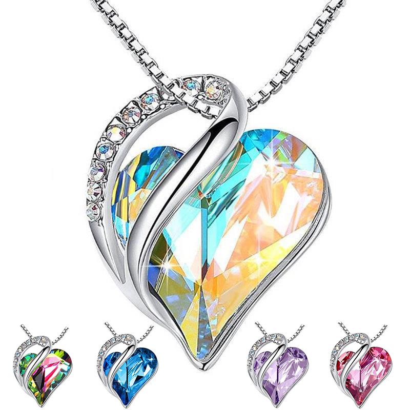 925 silver heart shaped geometric necklace jewellery women's clavicle chain Valentine's Mothers Day gift