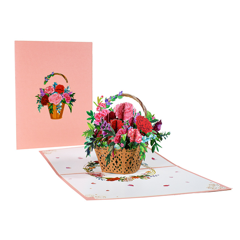 3d popup flower bouquet cards gifts anniversary popup mum floral bouquet wife invitation card greeting cards Mothers Day cards postcard, image 2