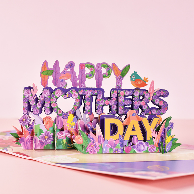 3d popup flower bouquet cards gifts anniversary popup mum floral bouquet wife invitation card greeting cards Mothers Day cards postcard, image 4